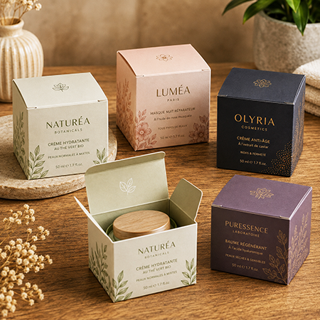 Étui cosmétique aux cotes du flacon